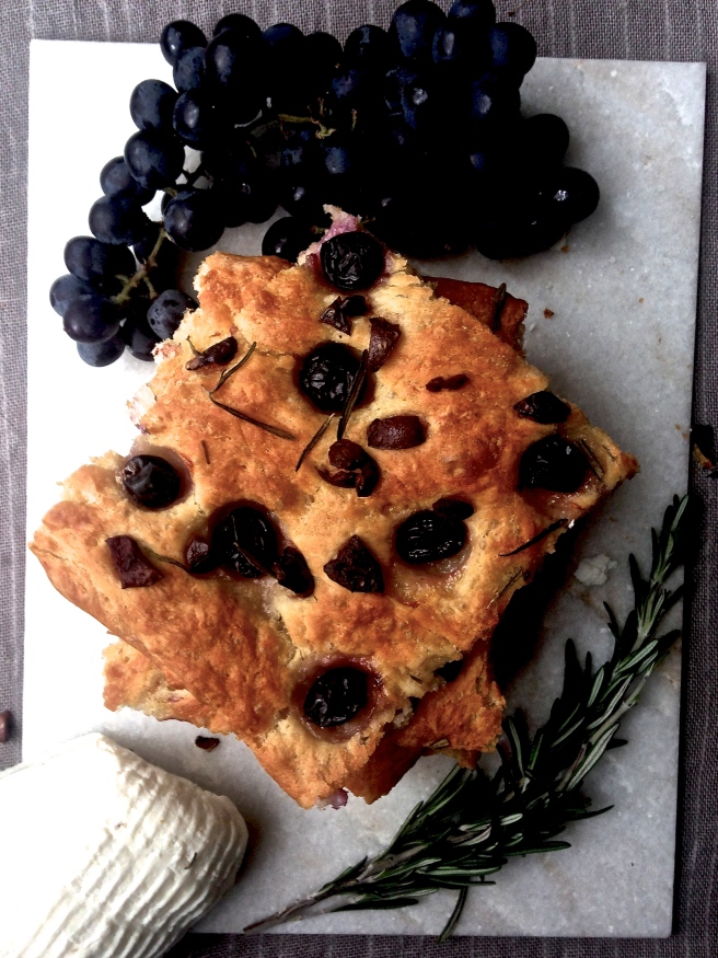 grape, olive & rosemary focaccia with ricotta