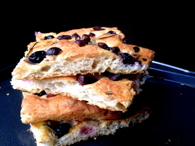 grape, olive & rosemary focaccia with ricotta